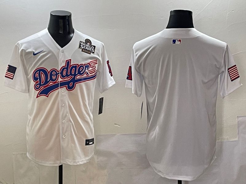 Men Los Angeles Dodgers Blank White national flag second generation joint name Nike 2025 MLB Jersey style 3
